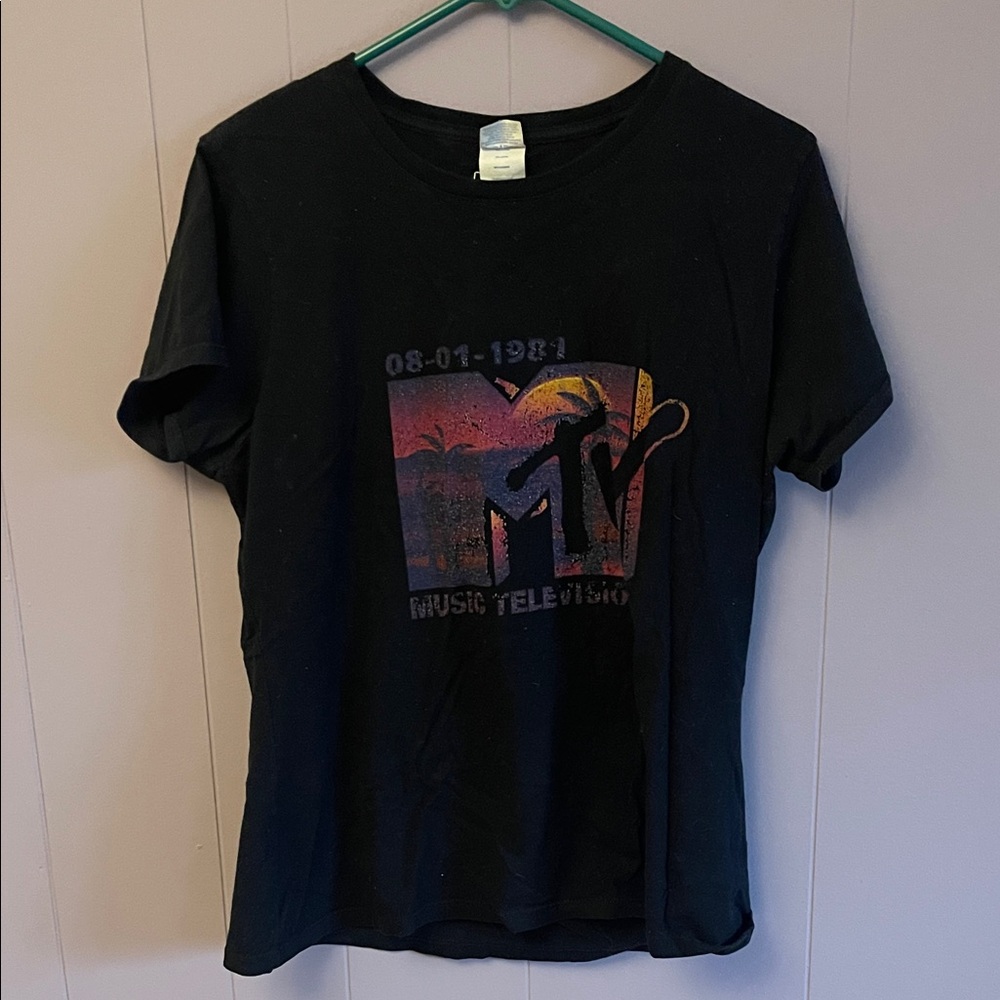 MTV Black Tee with White Logo